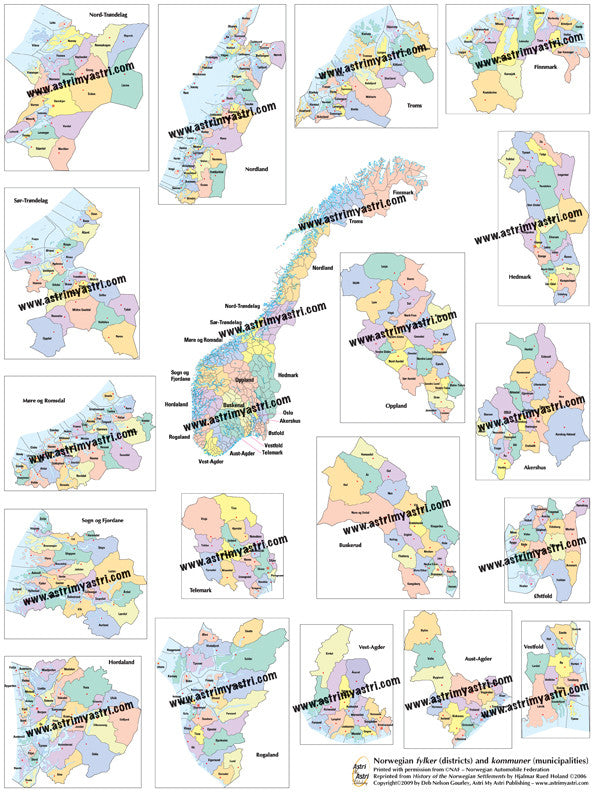 Norwegian Genealogy Kit — (supplies for 3 people) map posters genealogy research in all of Norway