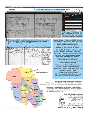 Norwegian Genealogy Kit — (supplies for 60 people) map posters genealogy research in all of Norway